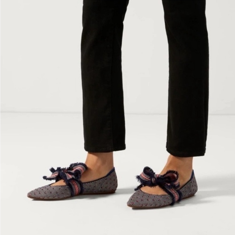 Rothy’s Point Toe Mary Jane ribbon bow flats coral dot 8